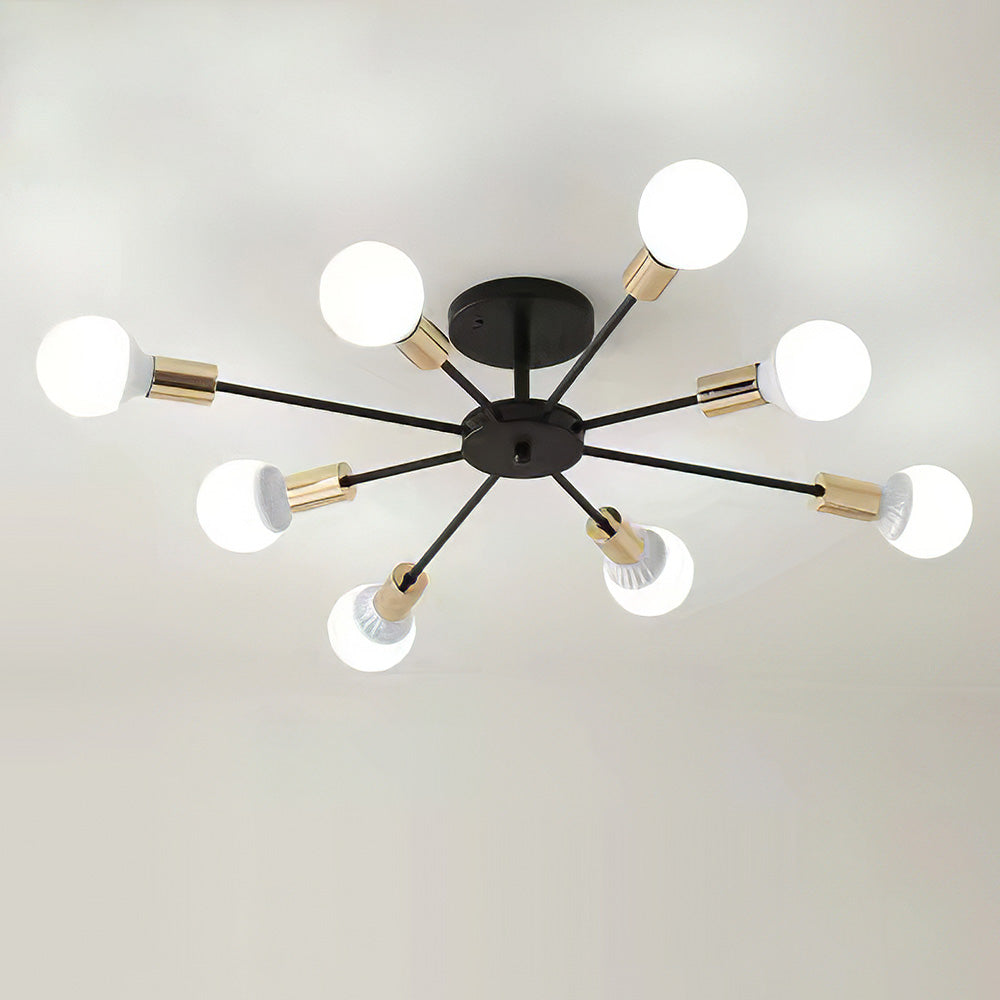 Black Simple Iron Multi-Head Chandelier