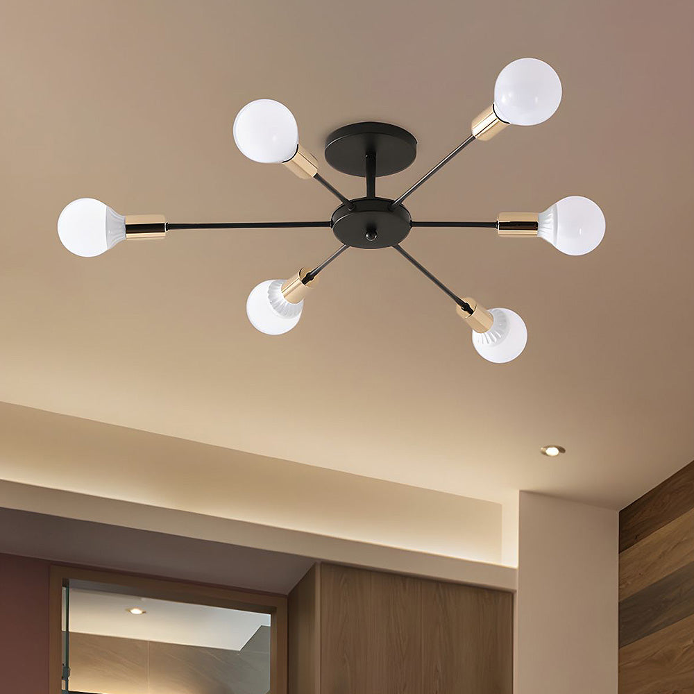 Black Simple Iron Multi-Head Chandelier