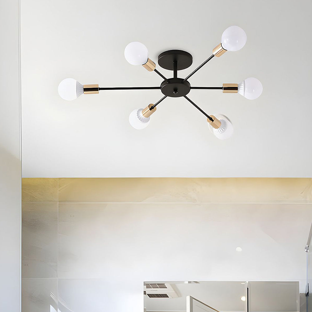 Black Simple Iron Multi-Head Chandelier