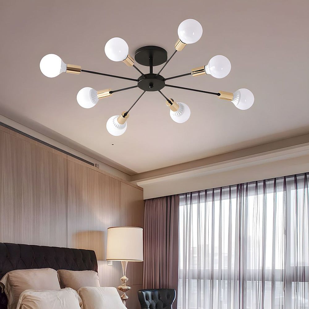 Black Simple Iron Multi-Head Chandelier