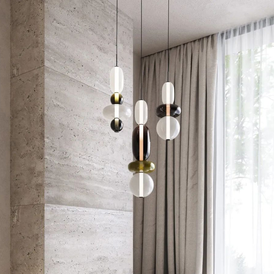 Colourful Pebble Glass Pendant Lamp