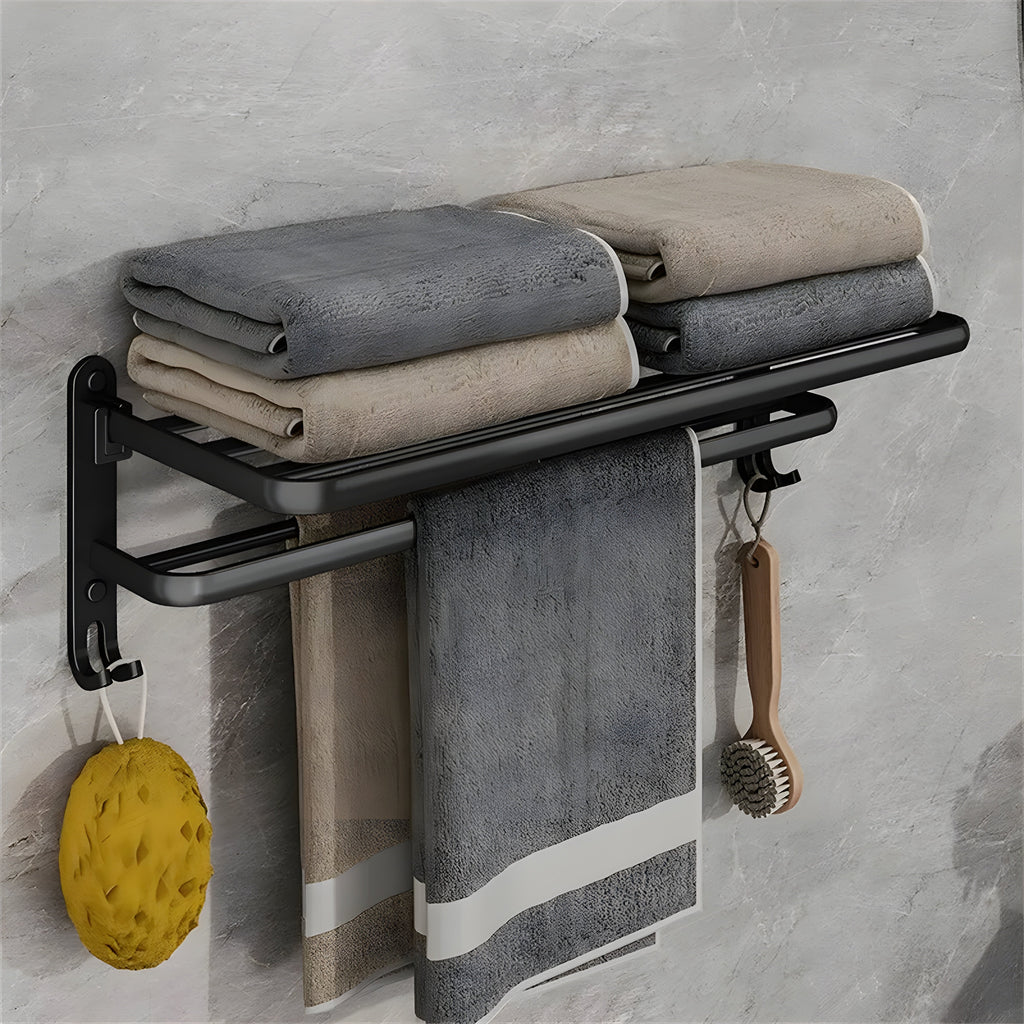 Foldable Multifunctional Bathroom Shelf - Durable Aluminum Rack