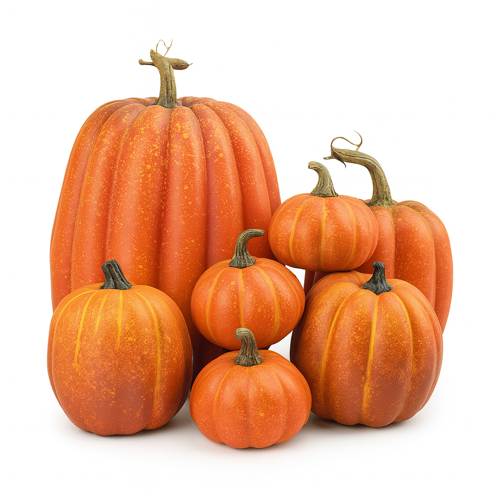 Set of 7 Faux Halloween Pumpkins