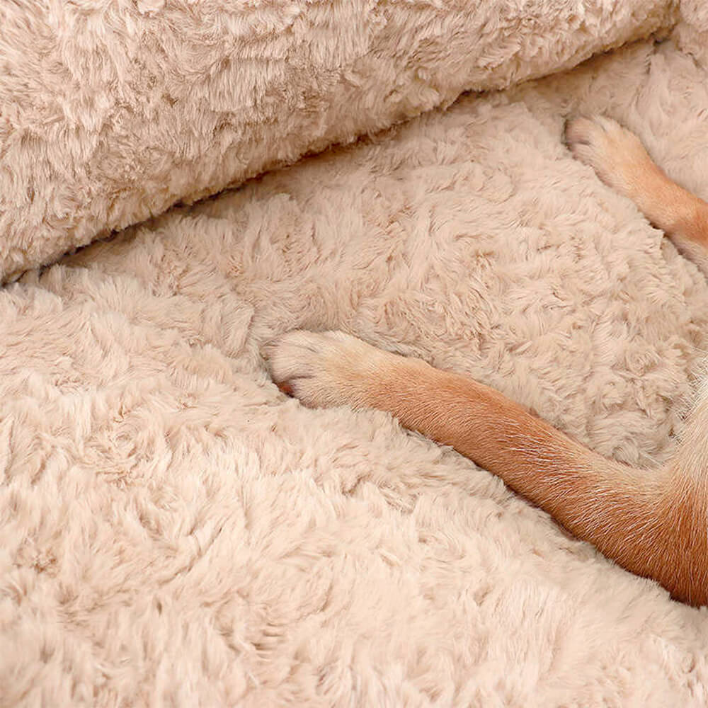 Faux Rabbit Fur Sofa Bed for Pets Ultra Soft Bolster Design