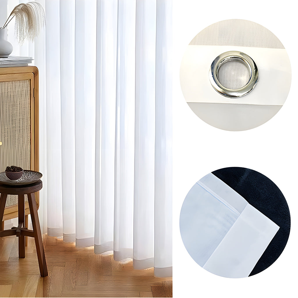 Solid White Luxurious Sheer Chiffon Curtains for Home Decor