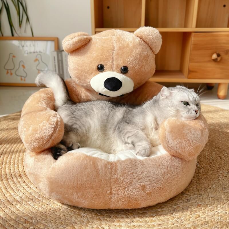 Cozy Bear Cat Sofa Soft Cuddly Adorable Kerseymer Fabric