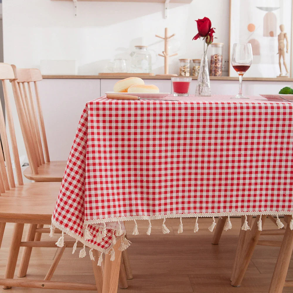 Pastoral Cotton Linen Tablecloth with Daisy Print Rectangular