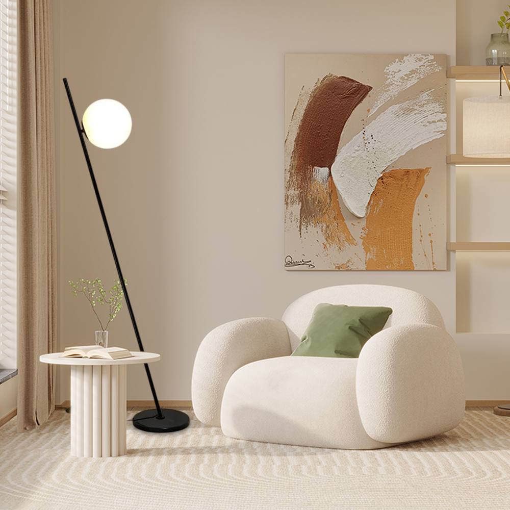 Nordic Black Floor Lamp with Glass Bulb
