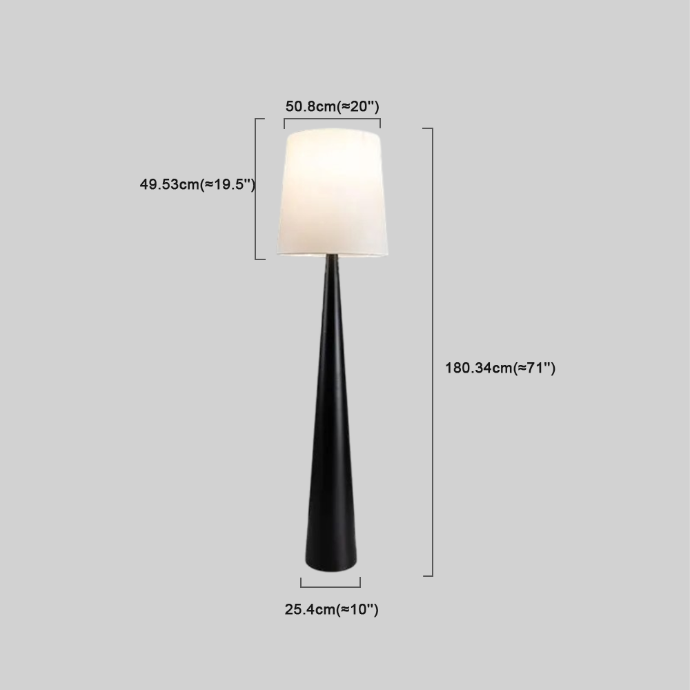 Tapered Black Floor Lamp with Fabric Shade