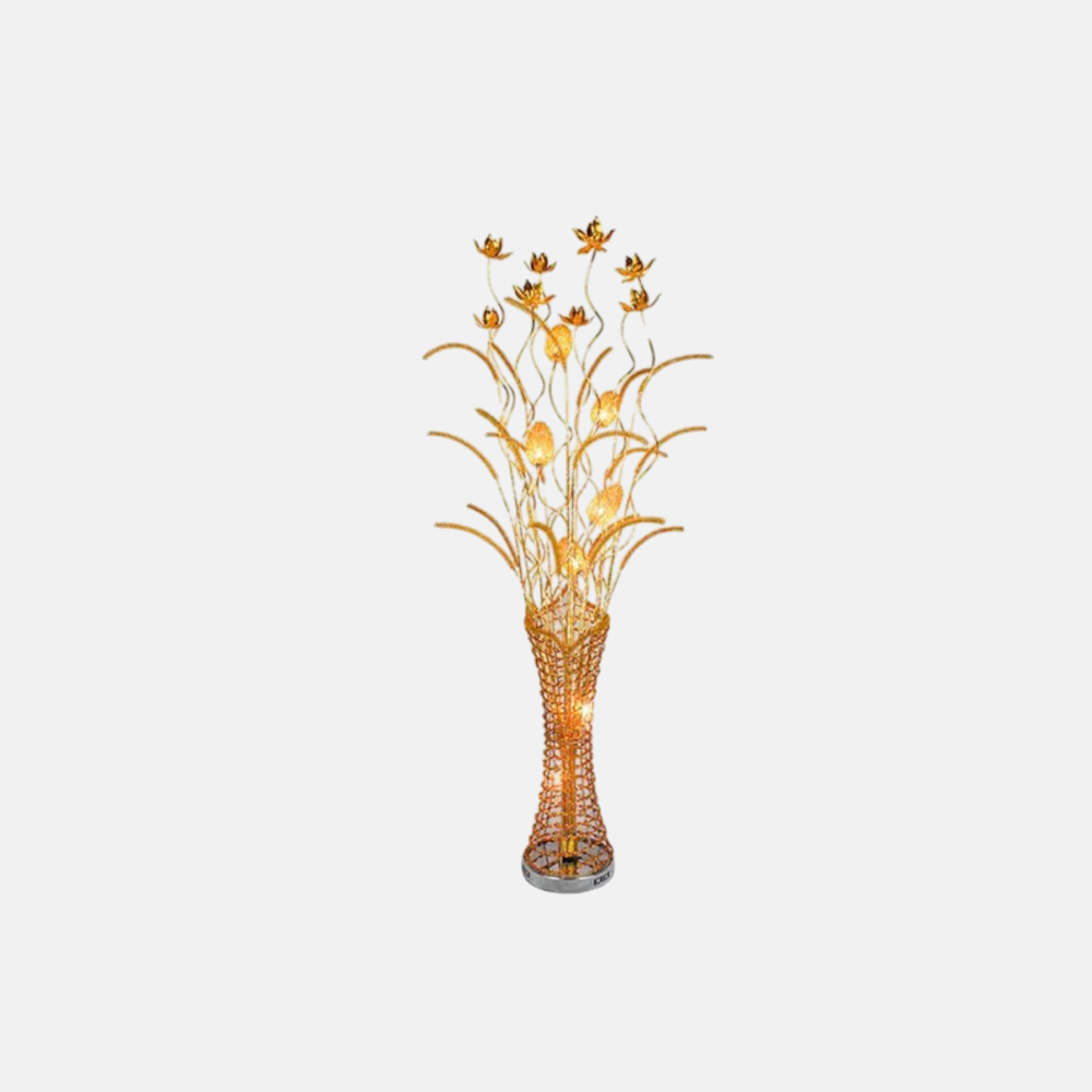 Elegant Gold Floral Floor Lamp with Curved Metal Branches