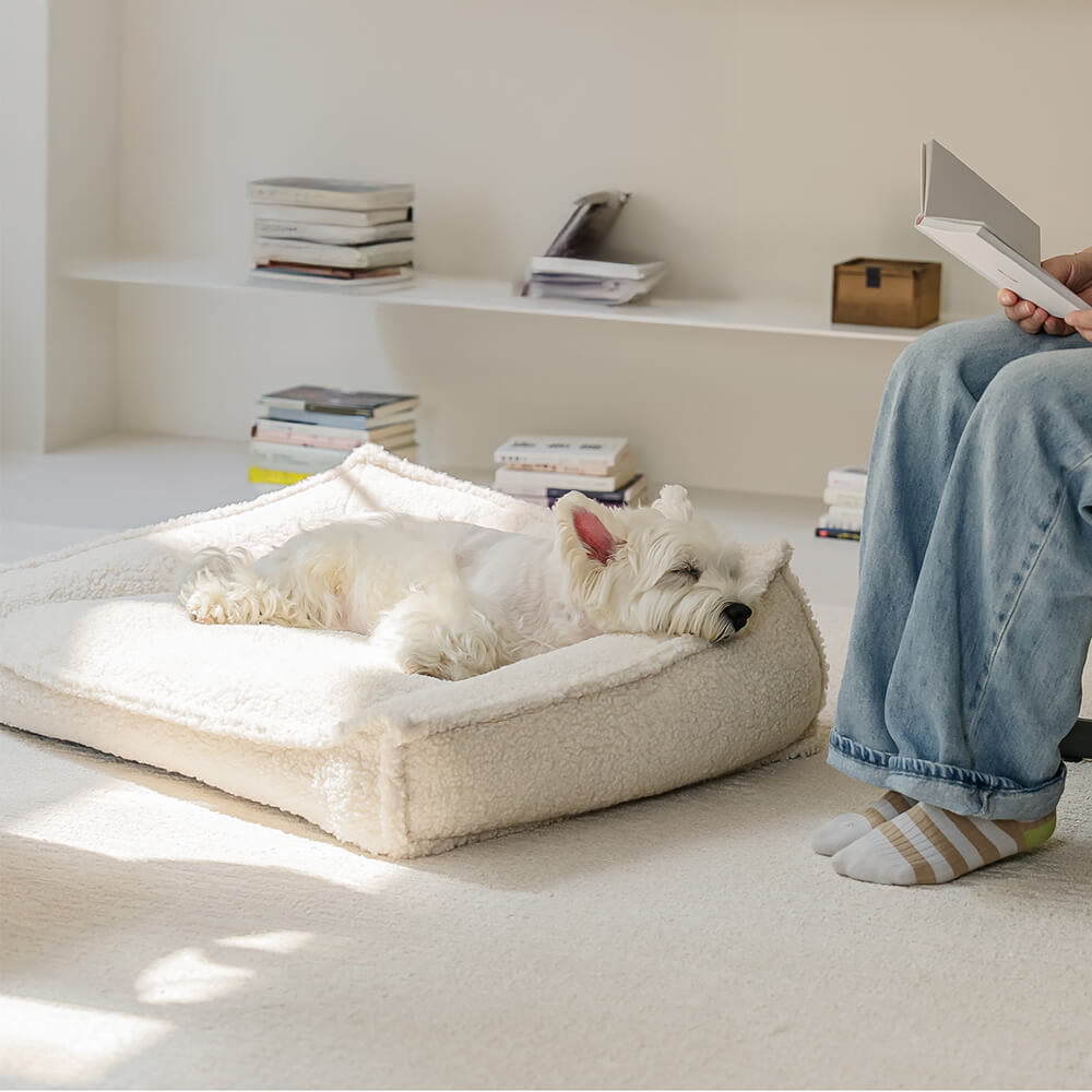 Teddy Fleece Orthopedic Pet Bed Cozy Supportive Waterproof