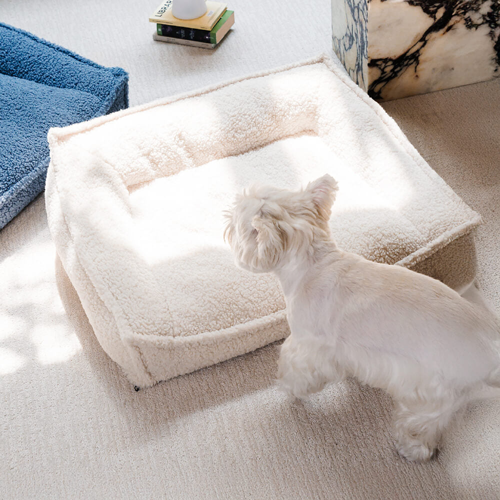 Teddy Fleece Orthopedic Pet Bed Cozy Supportive Waterproof