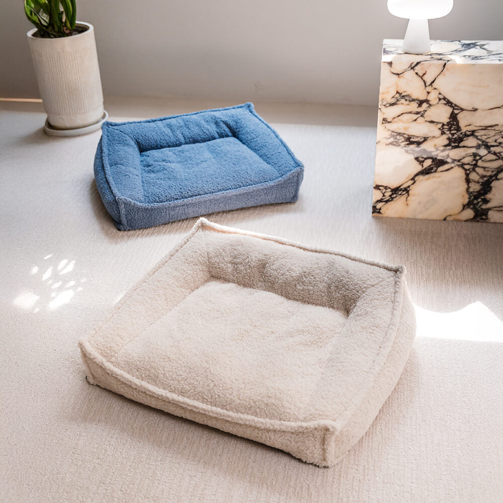 Teddy Fleece Orthopedic Pet Bed Cozy Supportive Waterproof