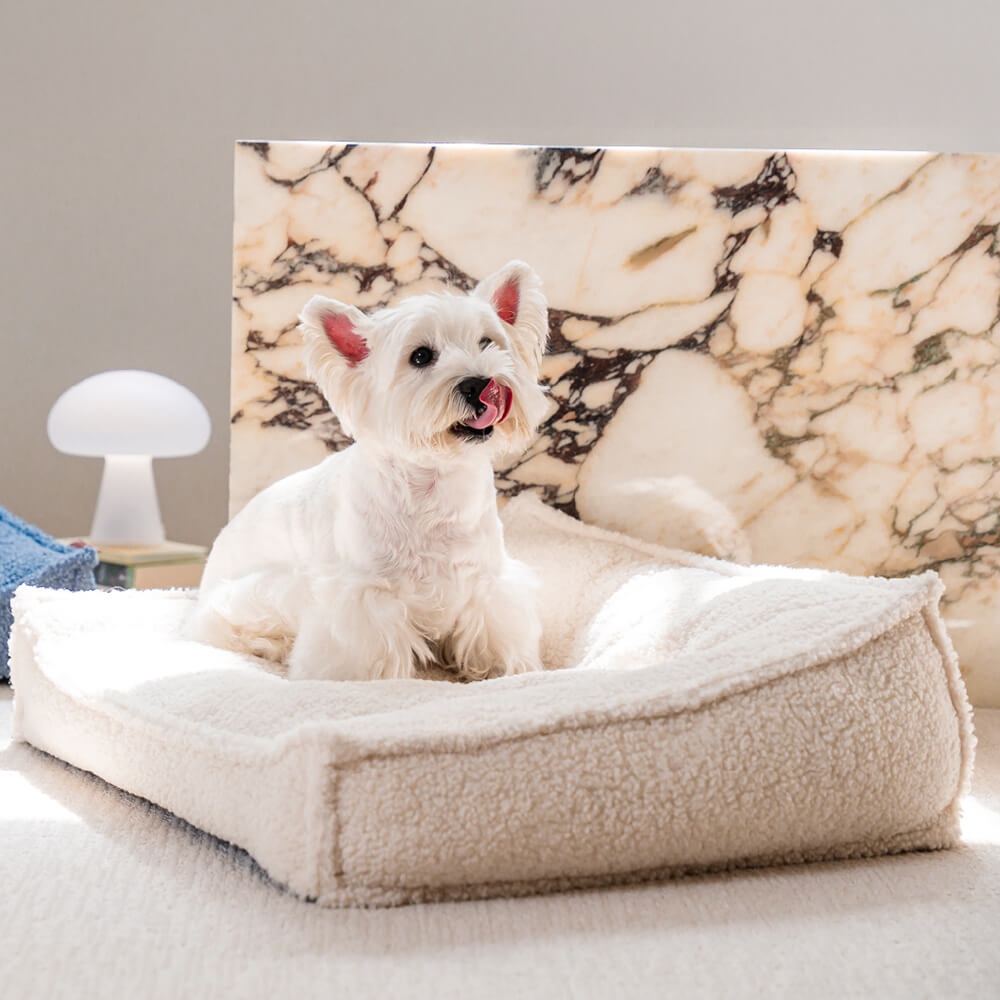 Teddy Fleece Orthopedic Pet Bed Cozy Supportive Waterproof