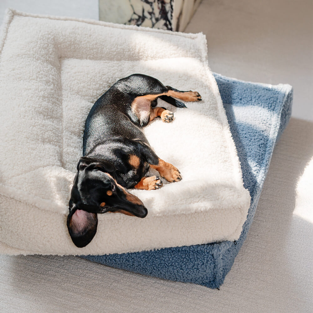 Teddy Fleece Orthopedic Pet Bed Cozy Supportive Waterproof