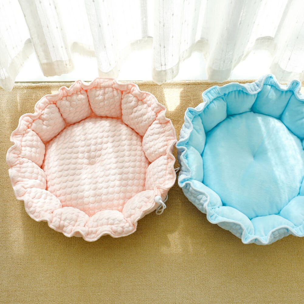Ruffled Ice Silk Cooling Pet Bed Foldable Stylish Comfort