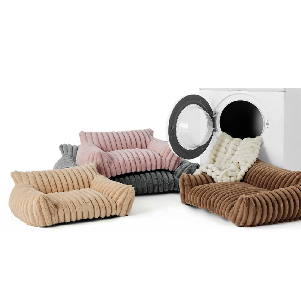 Faux Rabbit Fur Wave Pet Bed Ultimate Comfort Support