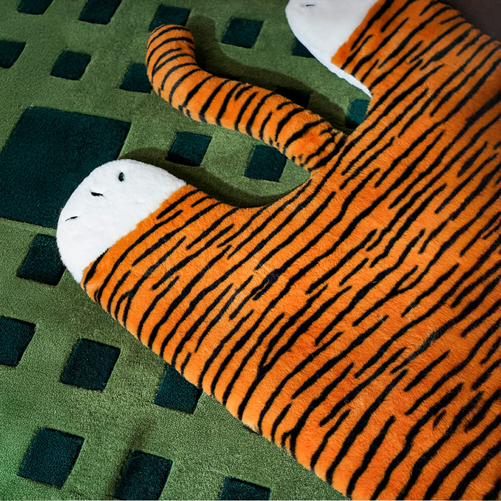 Tiger Shaped Plush Mat Cozy Stylish for Pets and Humans