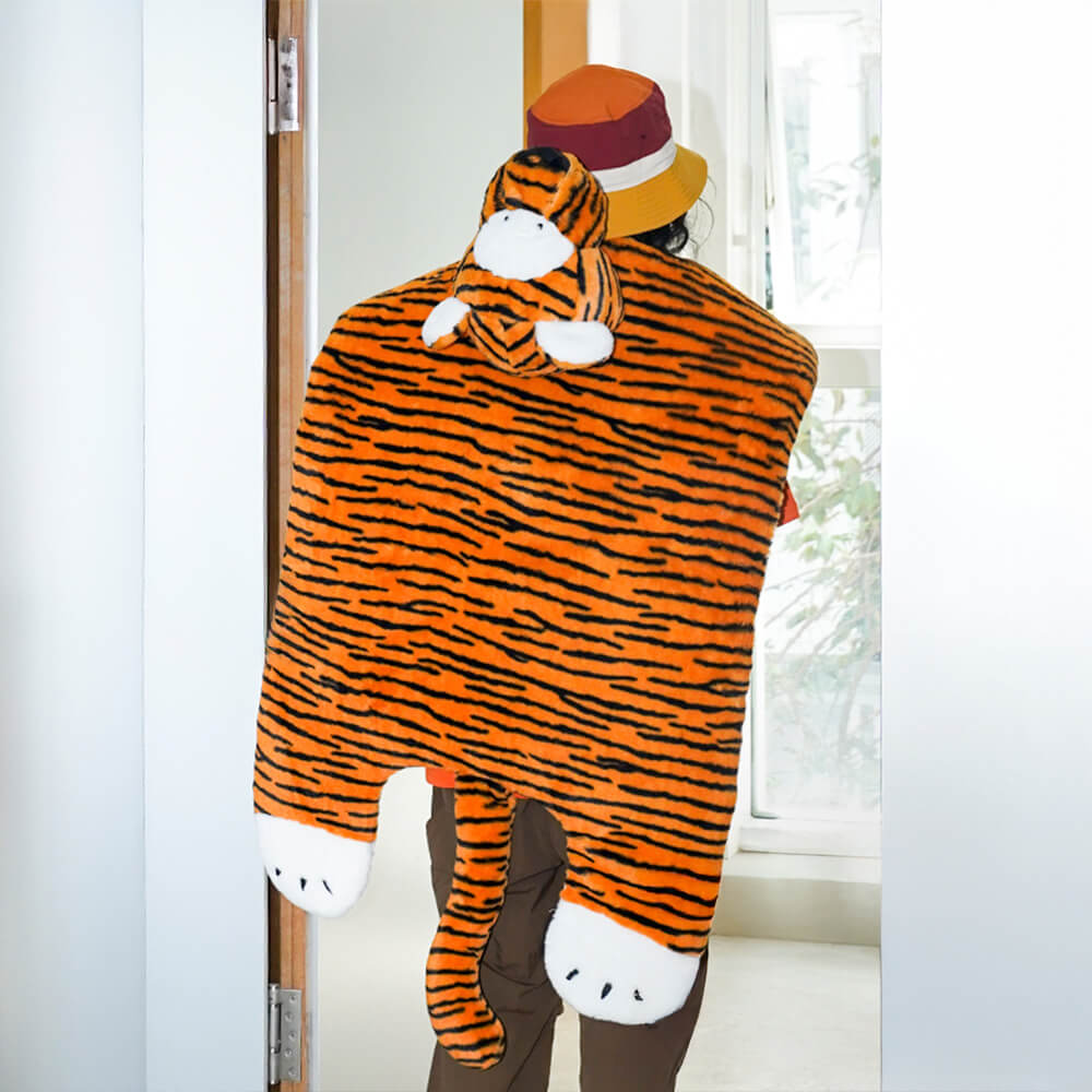 Tiger Shaped Plush Mat Cozy Stylish for Pets and Humans