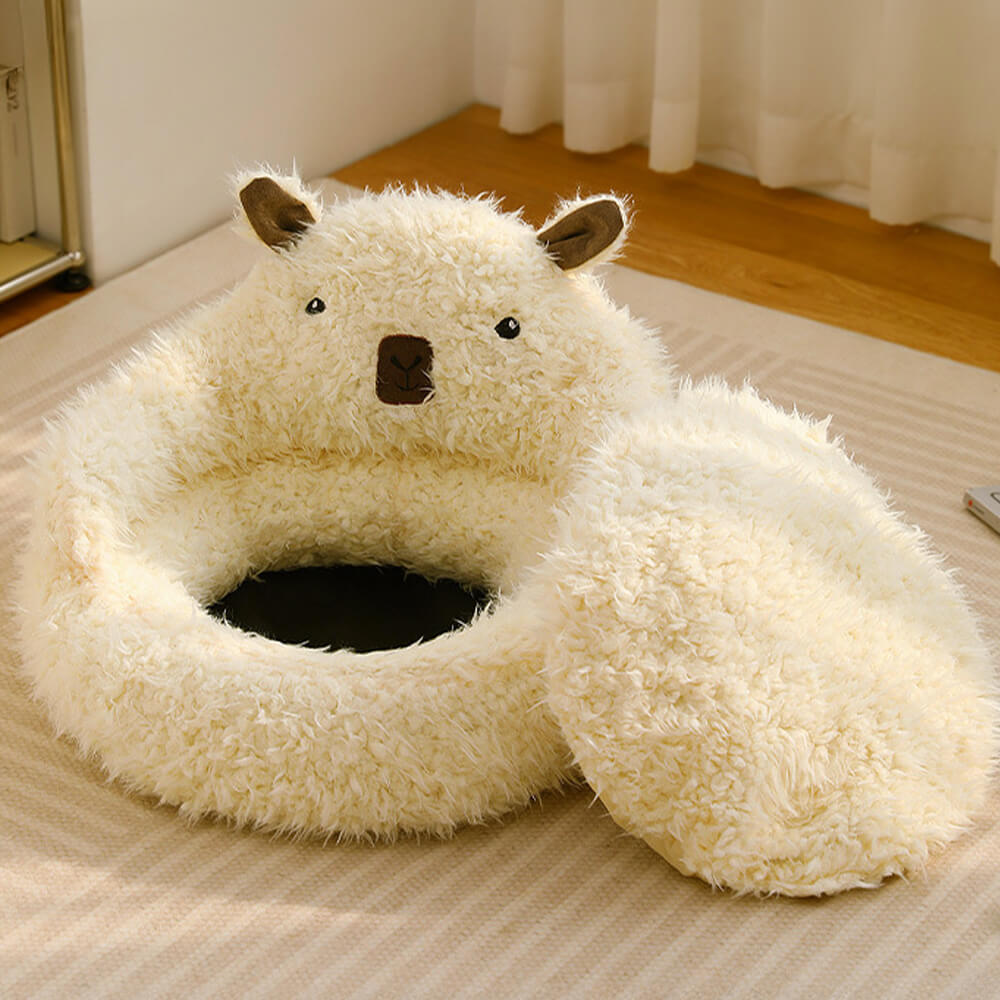 Alpaca-Shaped Pet Bed Ultra-Soft Warm Supportive Design