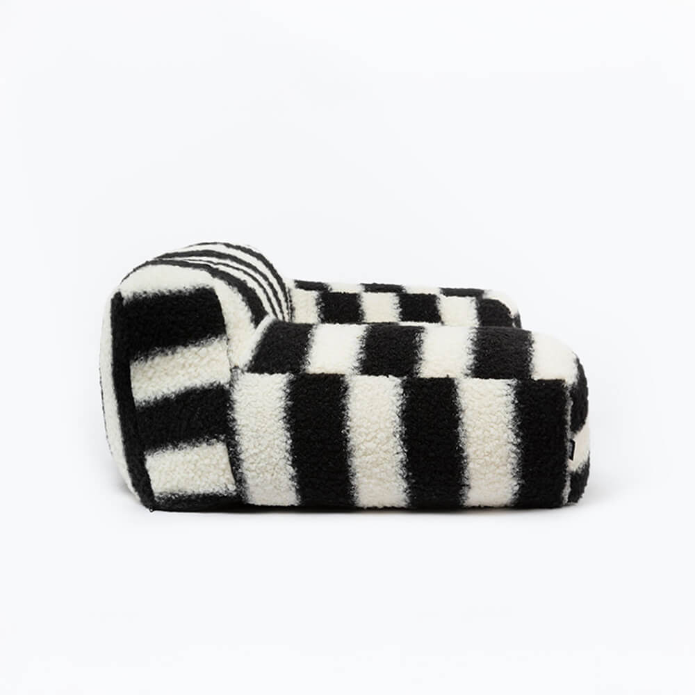 Modern Faux Lambswool Pet Sofa with Wide Armrests and Removable Cushion