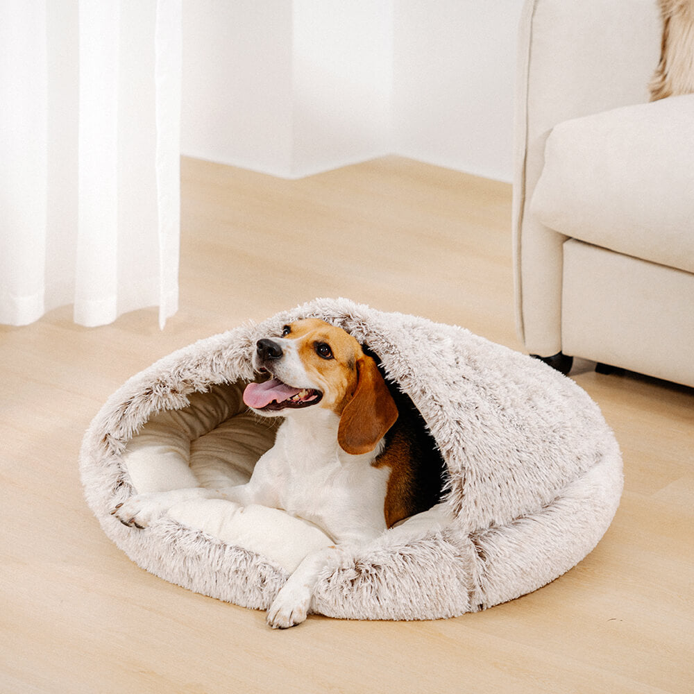 Cozy & Secure Semi-Enclosed Pet Bed Soft Cotton Fabric