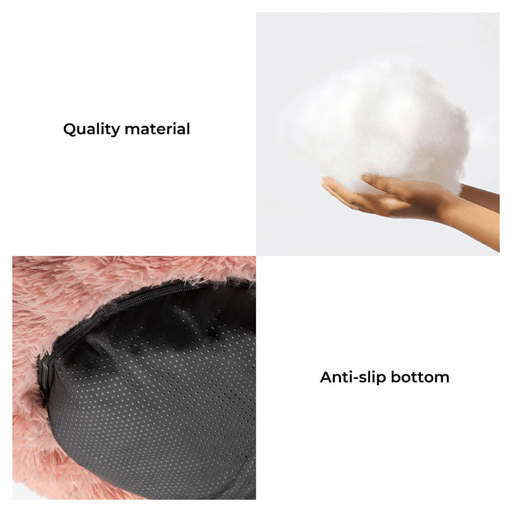 Round Fluffy Dog Bed Soft Nylon Faux Fur Removable Cover
