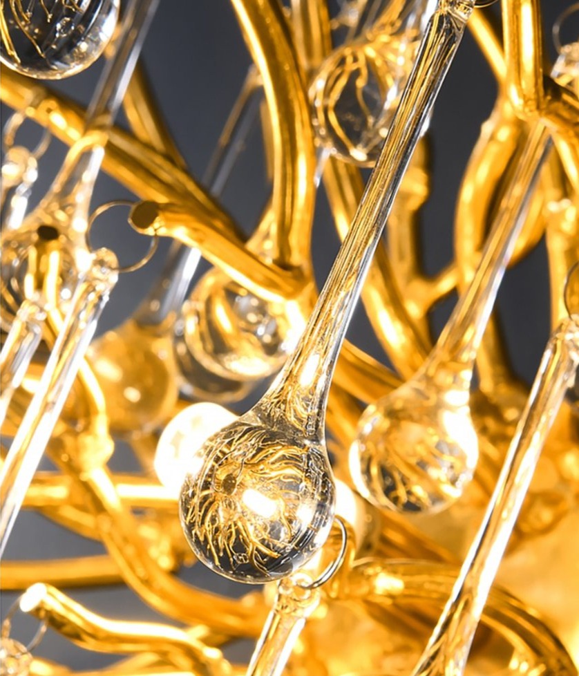 Ooze Chandelier – Majestic LED Crystal Pendant Light with K9 Crystals | Silver/Gold Frame