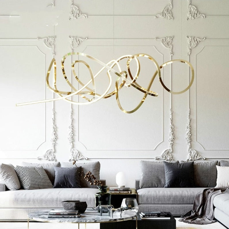 Signature Chandelier – Handmade LED Pendant Light with Electroplated Aluminium Frame | Adjustable Suspension, Perfect for Living & Conference Rooms