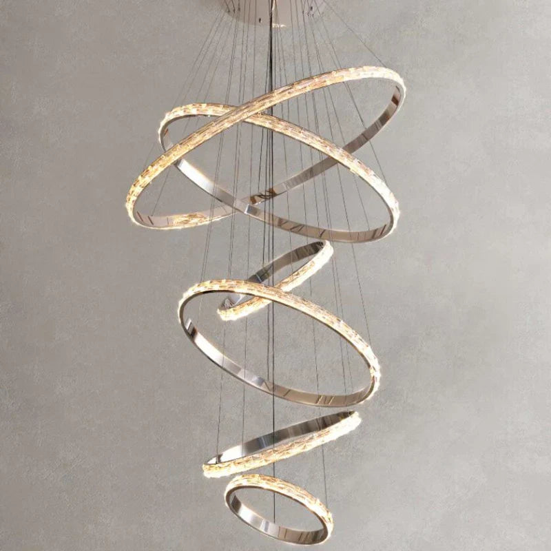Oslo Chandelier – Modern Crystal LED Pendant Light with Stainless Steel Frame
