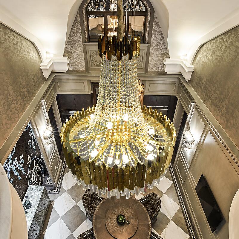 Santa Barbara Chandelier – Luxury American-Style Crystal LED Pendant Light | Gold Finish & K9 Crystals, Perfect for Living & Dining Rooms
