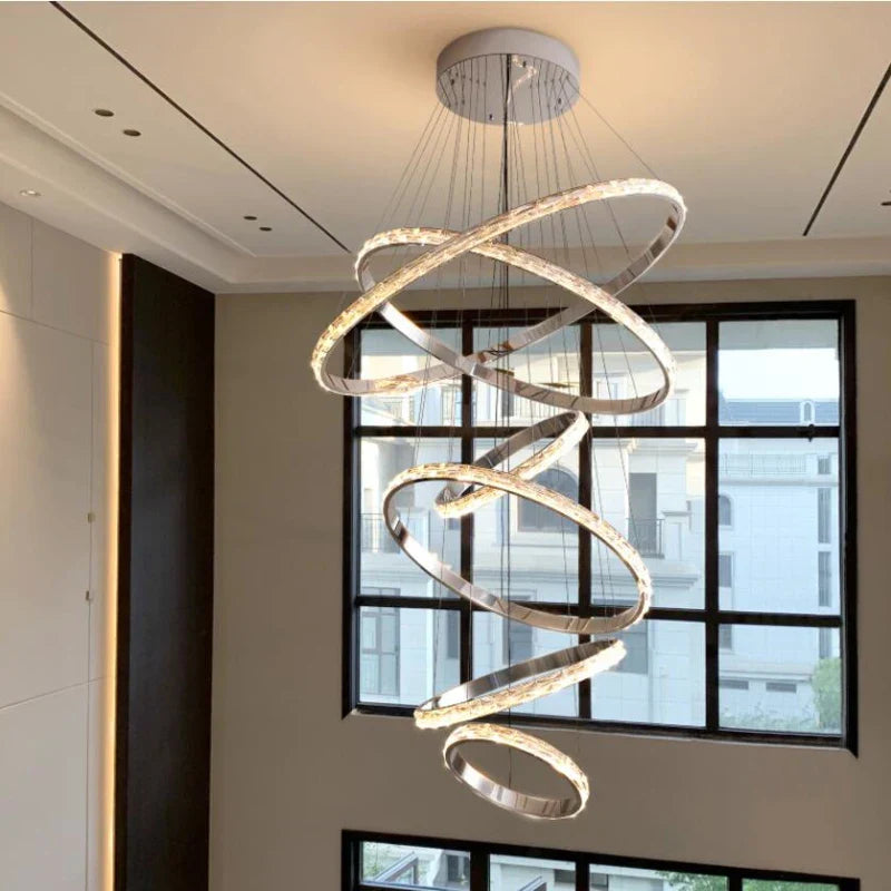 Oslo Chandelier – Modern Crystal LED Pendant Light with Stainless Steel Frame