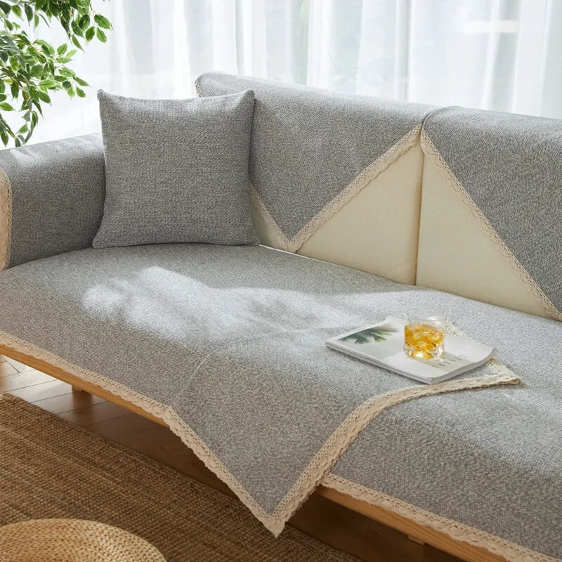 Hand-Woven Cotton Linen Non-Slip Couch Cover All Seasons