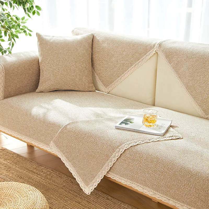 Hand-Woven Cotton Linen Non-Slip Couch Cover All Seasons