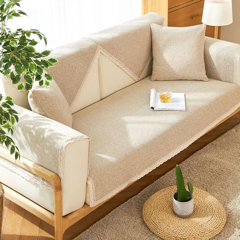 Hand-Woven Cotton Linen Non-Slip Couch Cover All Seasons