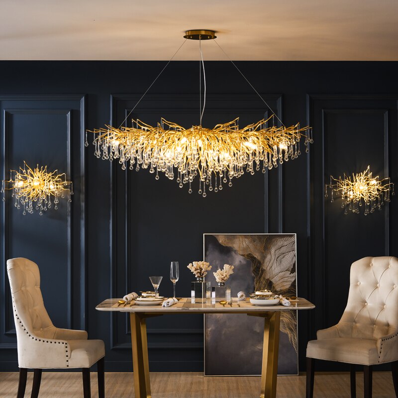 Ooze Chandelier – Majestic LED Crystal Pendant Light with K9 Crystals | Silver/Gold Frame