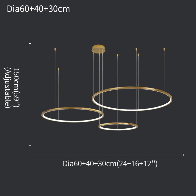 Coterie LED Chandelier – Minimalist Pendant Light in Brushed Titanium & Gold