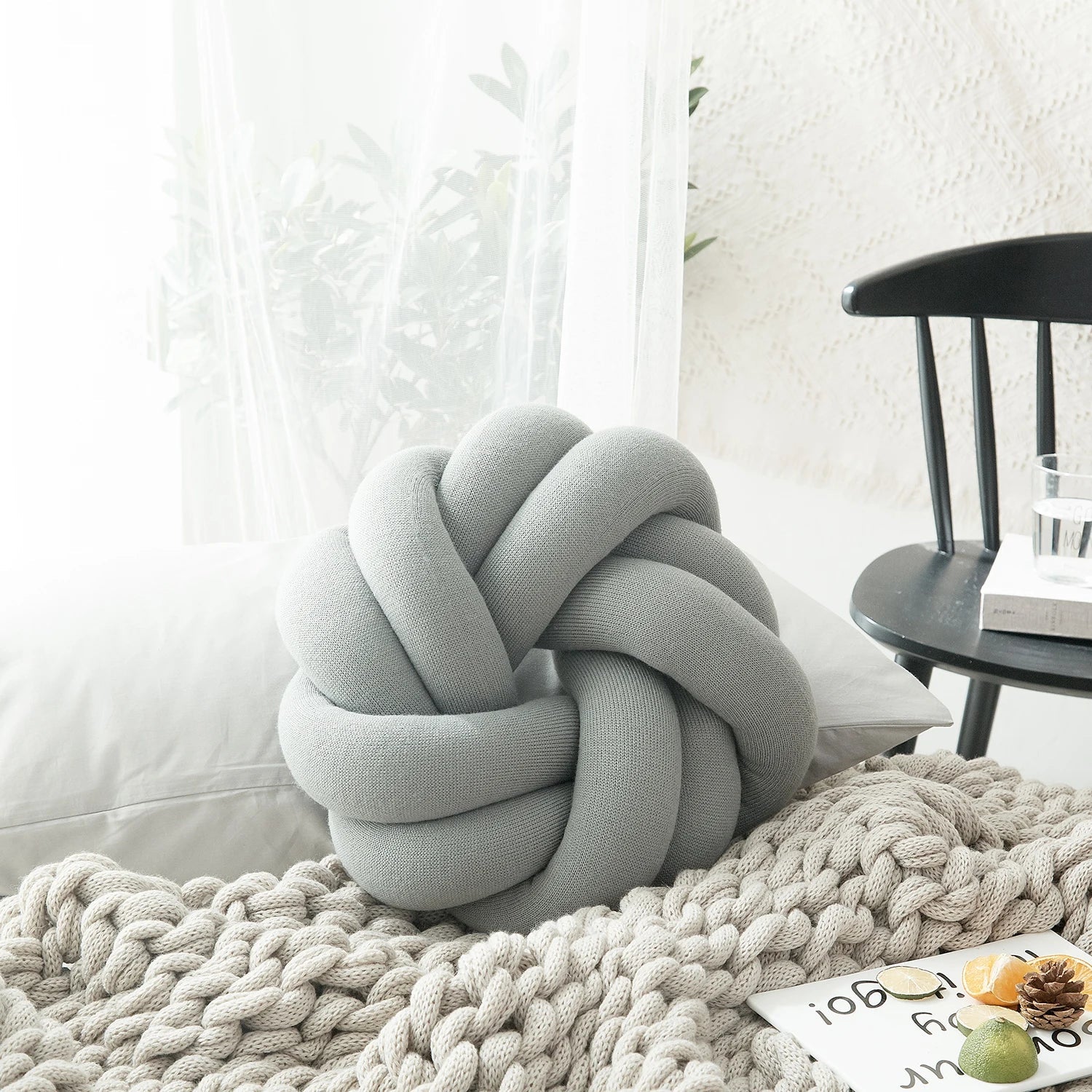 Regina Hand-Knotted Cotton Lumbar Cushion for Comfort