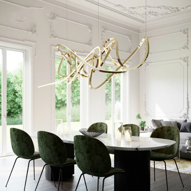 Signature Chandelier – Handmade LED Pendant Light with Electroplated Aluminium Frame | Adjustable Suspension, Perfect for Living & Conference Rooms