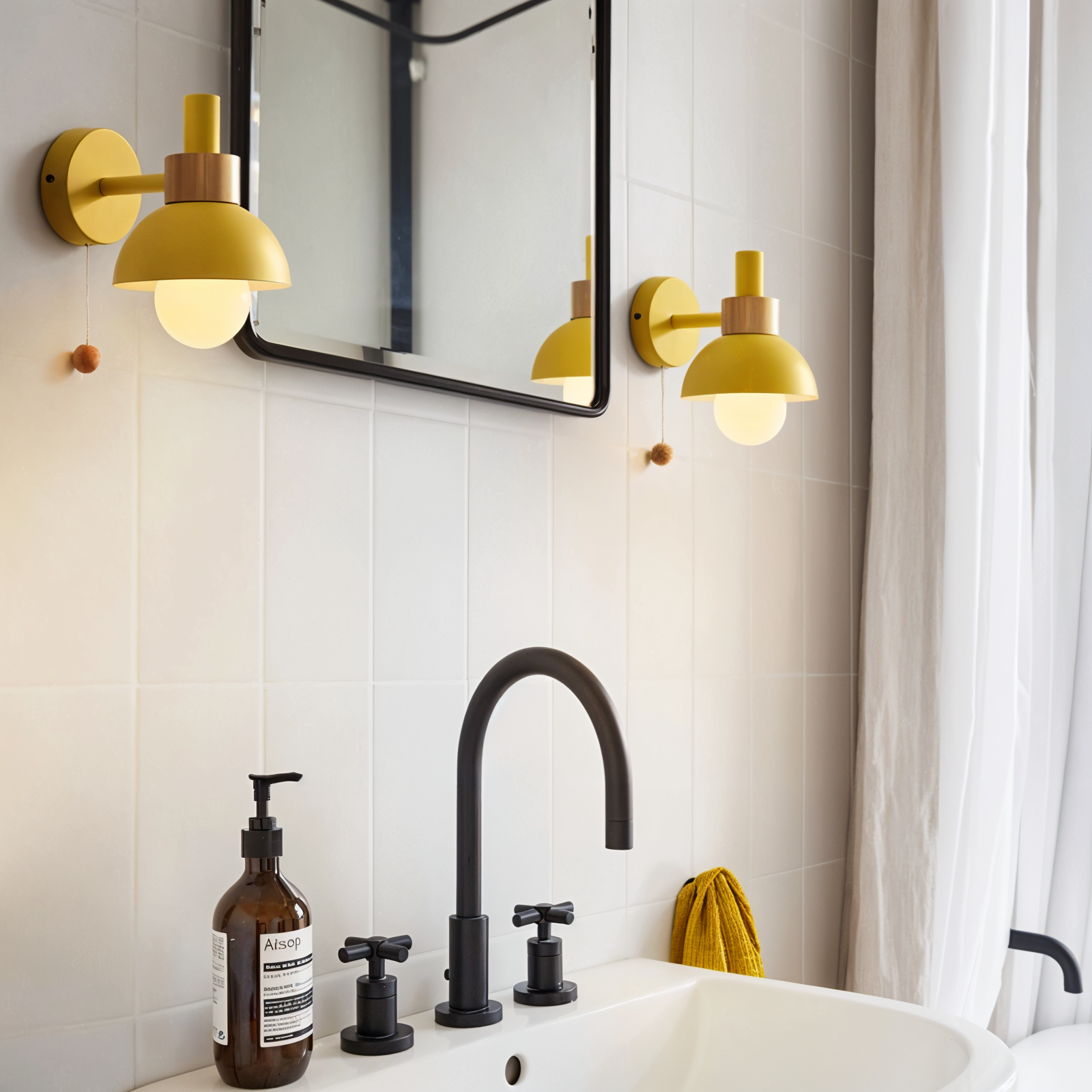 Minimalist Wooden Wall Lamp with Pull Switch – Soft Pastel Modern Design