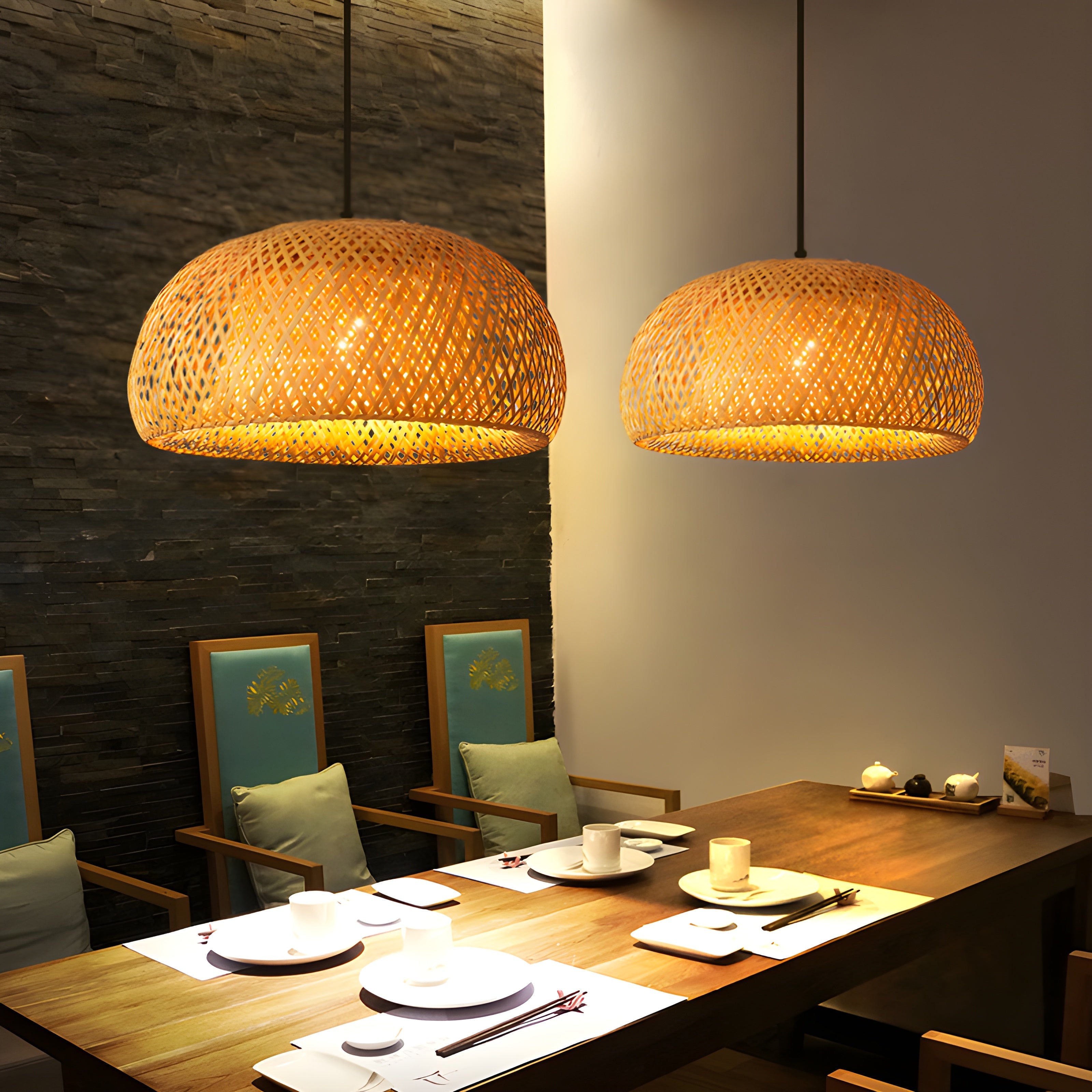 Bamboo Lamp Hand-Knitted Chinese Style Weaving