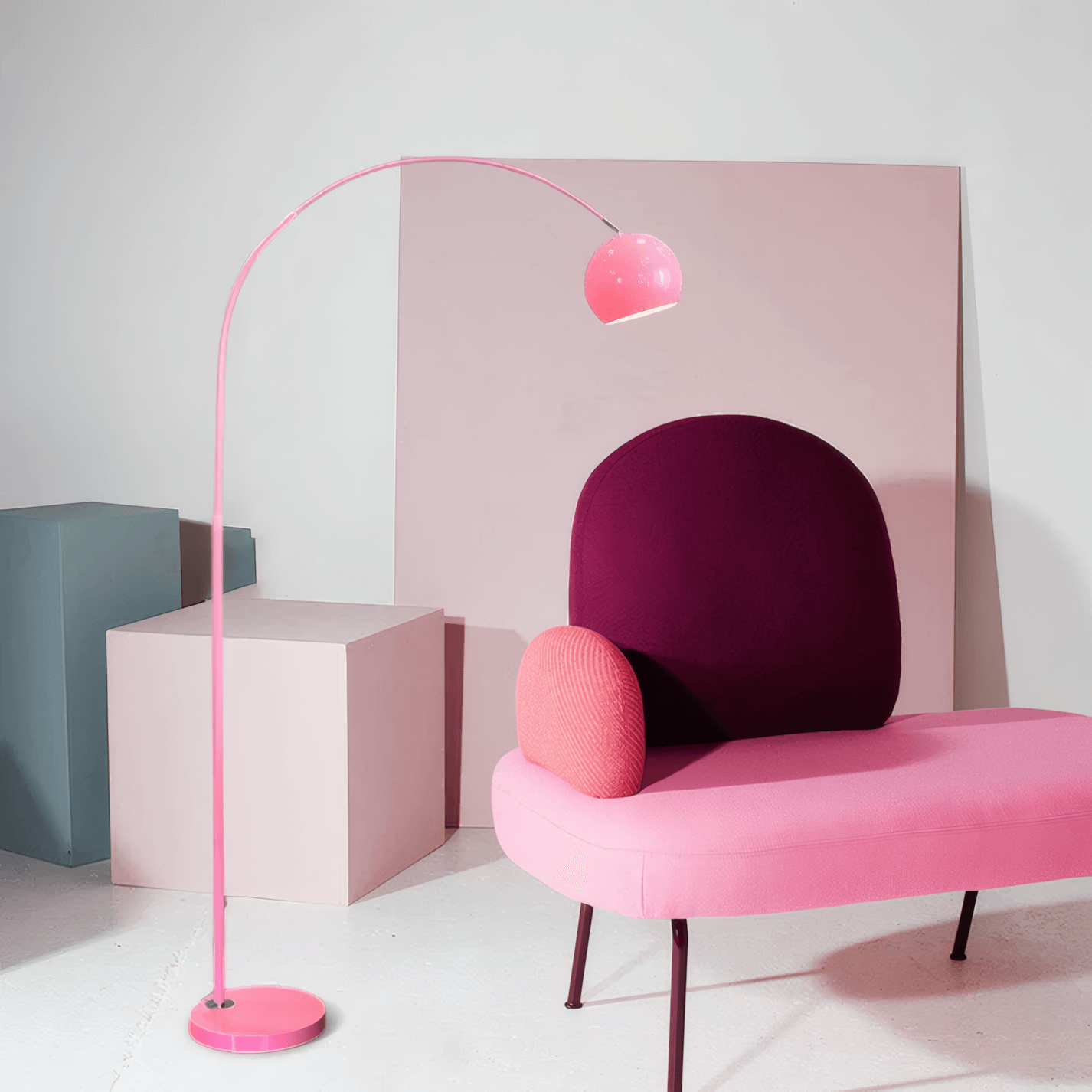 Nordic Arc Floor Lamp with Hemispherical Shade