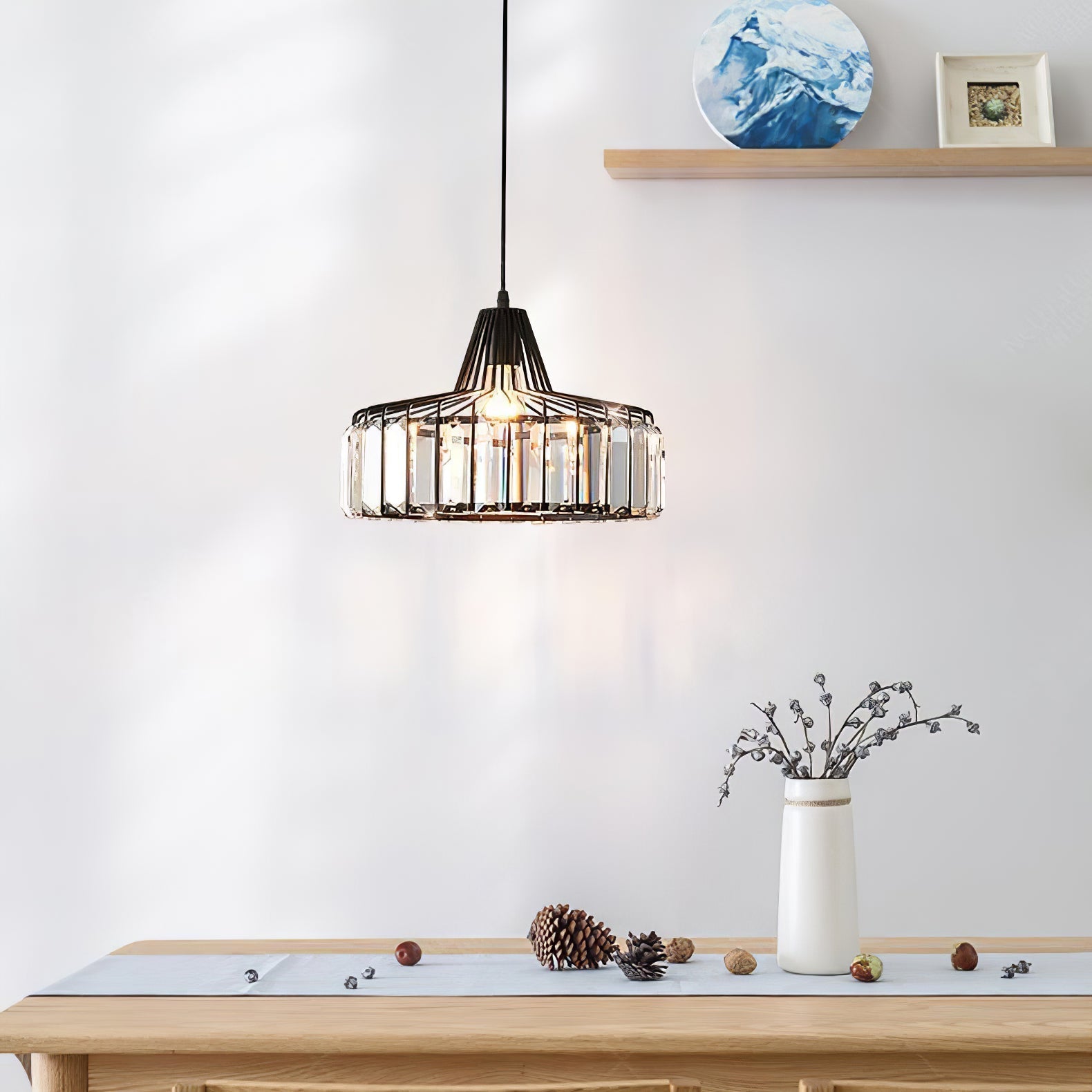 Modern Black Crystal Pendant Light