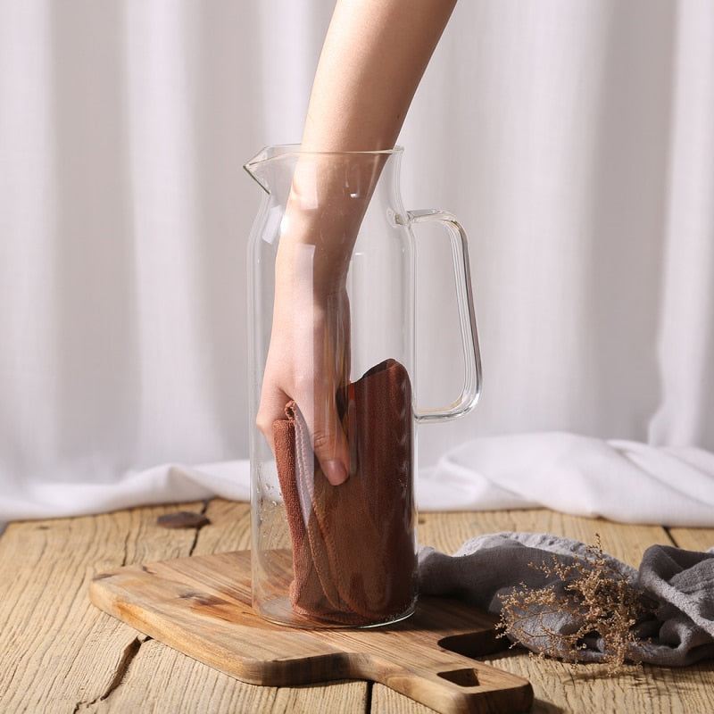 Modern Glass Water Pitcher – Heat-Resistant Jug with Stainless Steel Lid