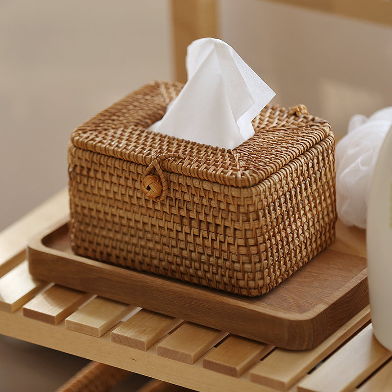 WillowNest Rattan Tissue Box Handwoven Natural Elegance