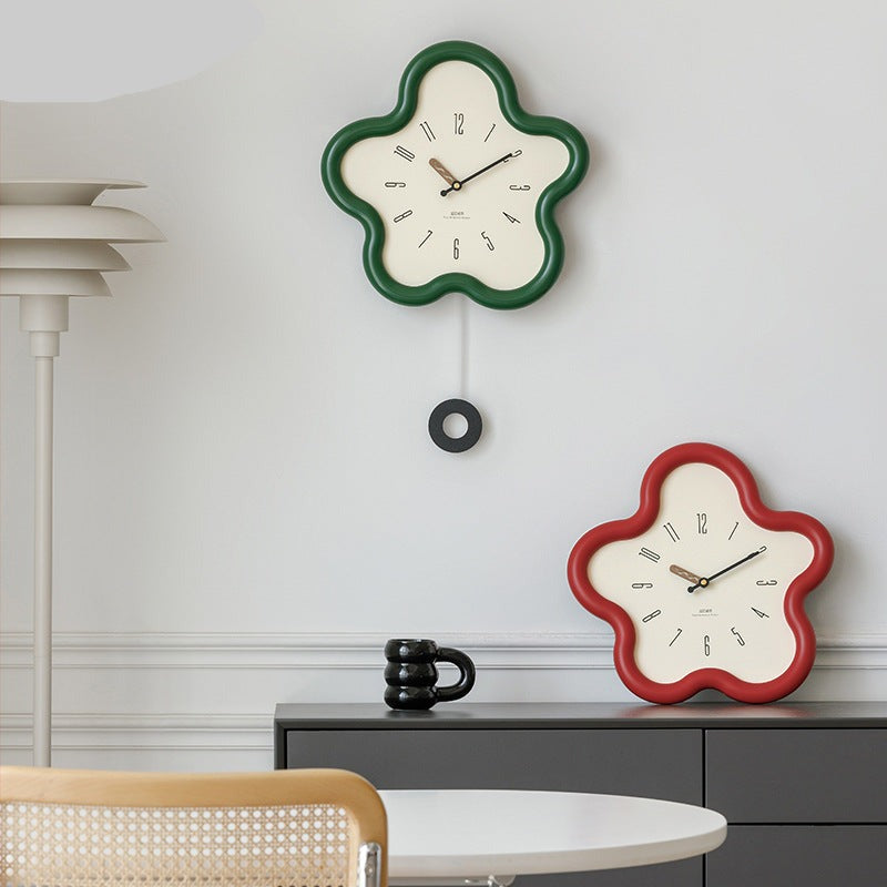 3D floral pendulum clock - silent movement, perfect for bedroom decor