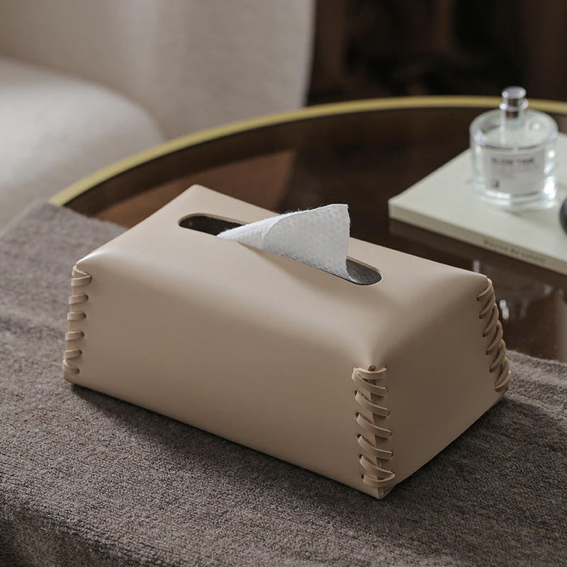 VédaLuxe Leather Tissue Box – Handcrafted Elegance in Woven Leather