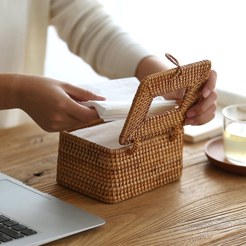 Creative Handmade Woven Rattan Tissue Box