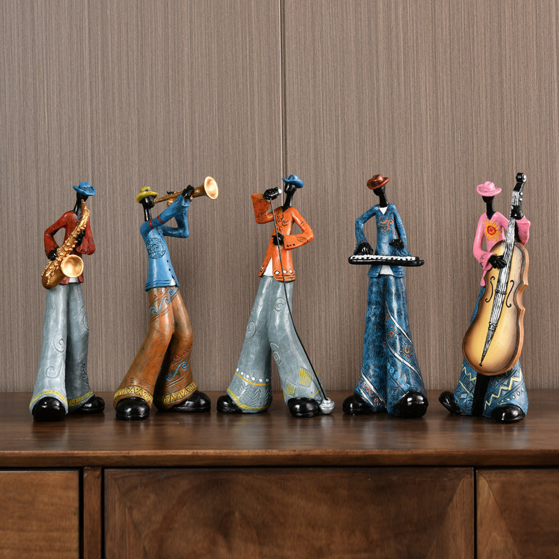 Resin Jazz Band Figurine - Vintage Music Decor Statue