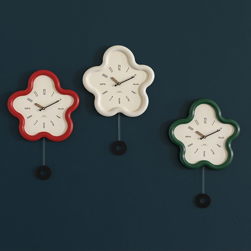 3D floral pendulum clock - silent movement, perfect for bedroom decor